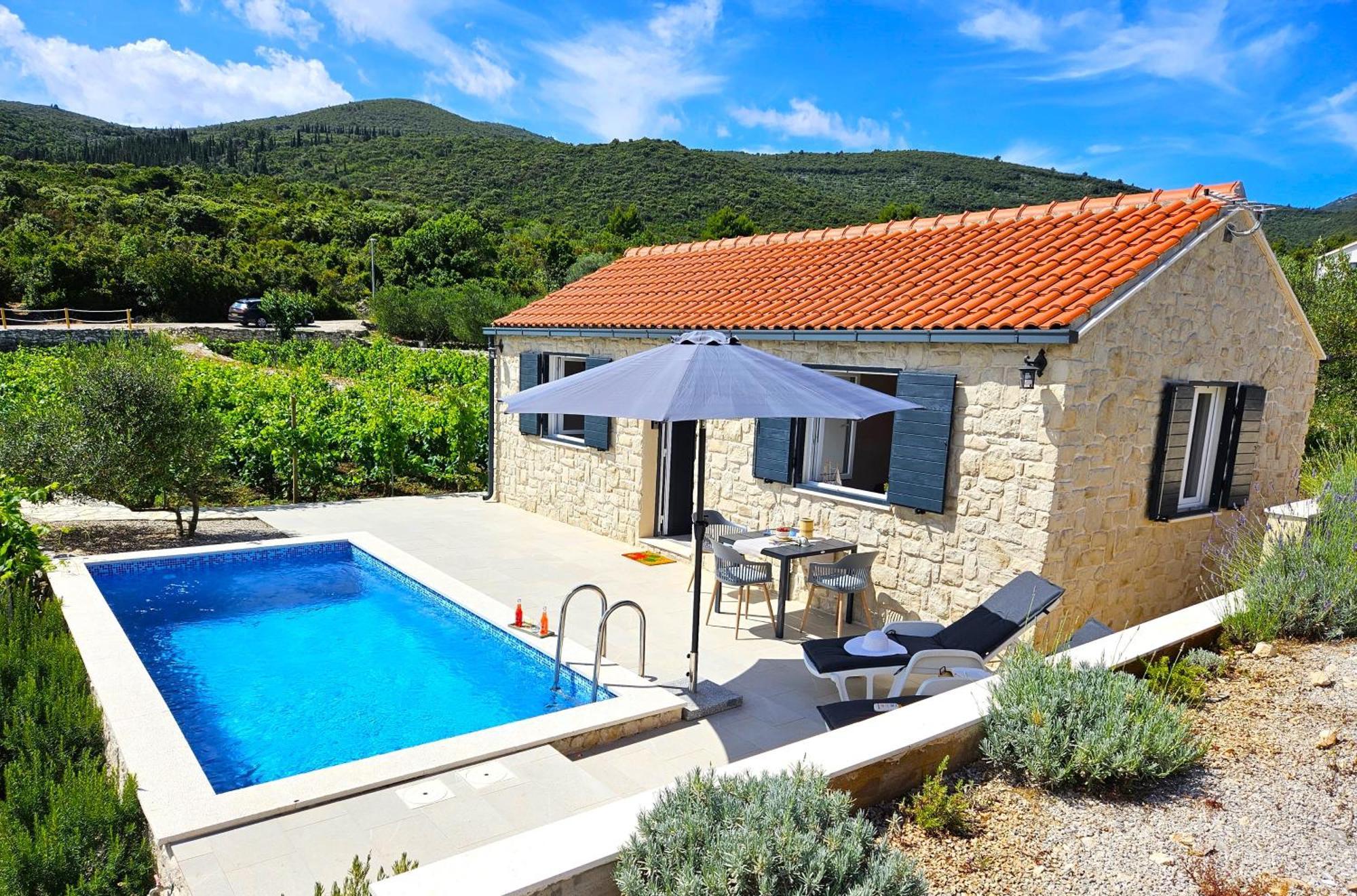 Stone House In Vineyard Villa Račišće Bagian luar foto